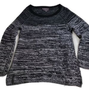 Saffron 100% cashmere black and white variegated‎ sweater exposed seams size M